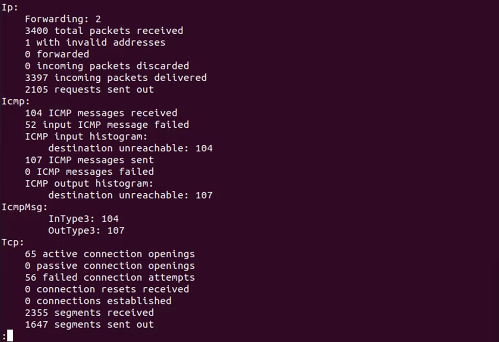 خروجی netstat –s